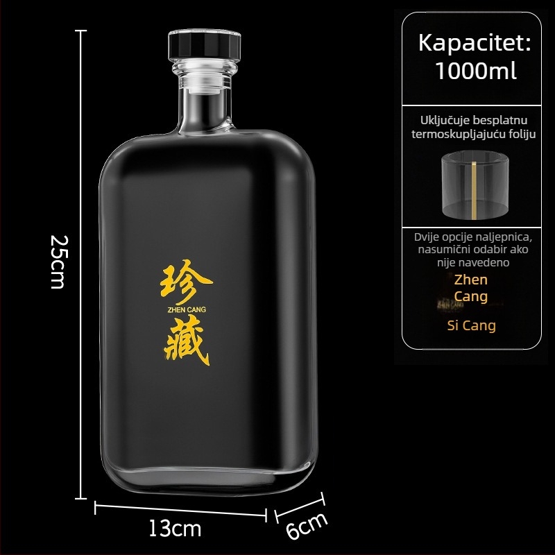 Prozirna boca od kristalnog stakla za liker, voćno vino, kućne napitke, crveno vino i hladni čaj — kvadratna ravna boca (375ml/500ml/1000ml)