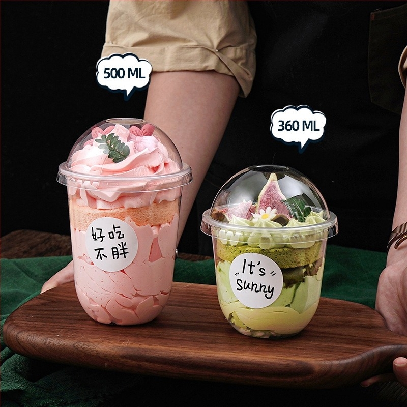 Jednokratna U-oblik čaša za voćni jogurt, puding, deserte, torte, sladoled i bubble tea