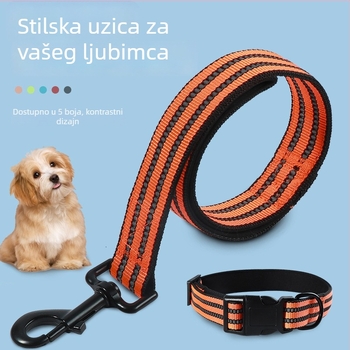 Set najlonskog kaiša i ogrlice za pse, dvostruki sloj, višebojna reflektirajuća vrpca