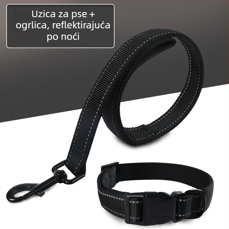 Set najlonskog kaiša i ogrlice za pse, dvostruki sloj, višebojna reflektirajuća vrpca