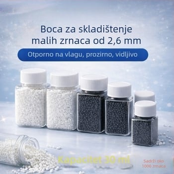30 ml kvadratna prozirna PET bočica za tablete, širokog otvora, s navojnim čepom