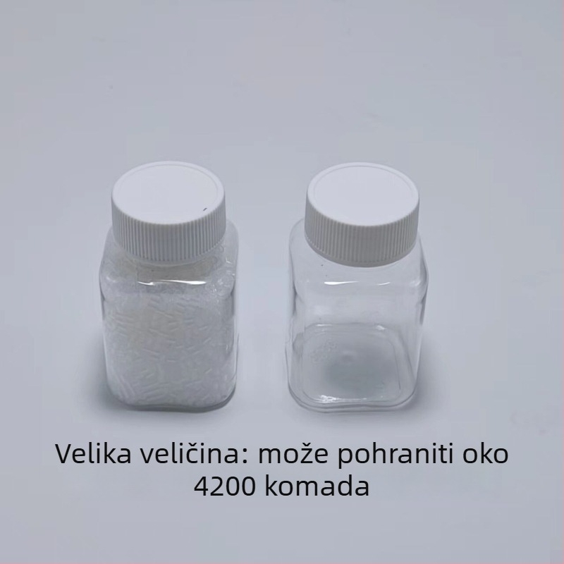 30 ml kvadratna prozirna PET bočica za tablete, širokog otvora, s navojnim čepom