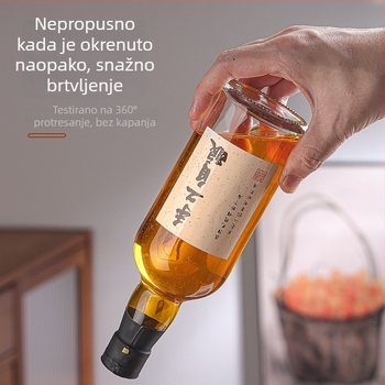 Staklena boca za voćno vino, 500 ml, prozirna, debelo staklo, za domaće vino od šljive