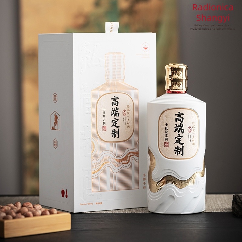 Shangyifang vrhunska staklena boca za alkohol 500 ml – kompletan paket pakiranja uz podršku dizajna