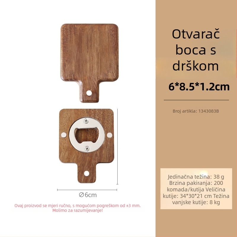 Otvarač za boce od akacijina drveta s magnetskim hladnjakom u obliku školjke — DIY prilagođeni logotip, dar
