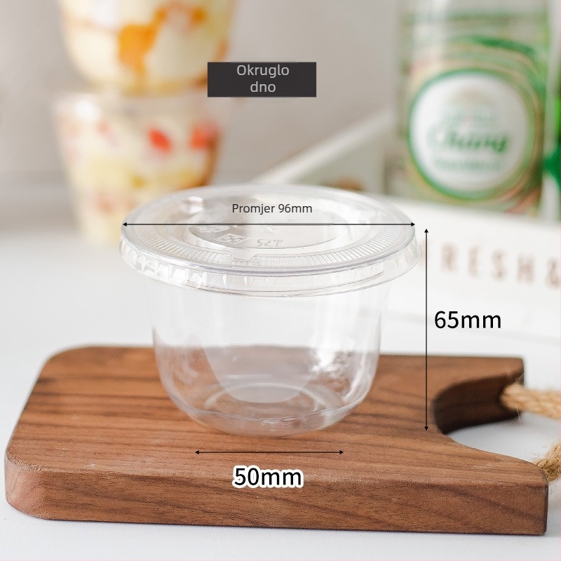 Qicai Jednokratna mini plastična čašica, zapremina 201-300 ml, za kavu, deserte, žele, mousse i puding, PET plastika