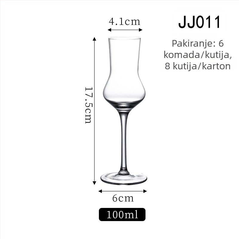Kristalno staklo čaša za aromu sa visokim stalkom, jednodelna čaša za degustaciju vina, mogućnost otiska logotipa
