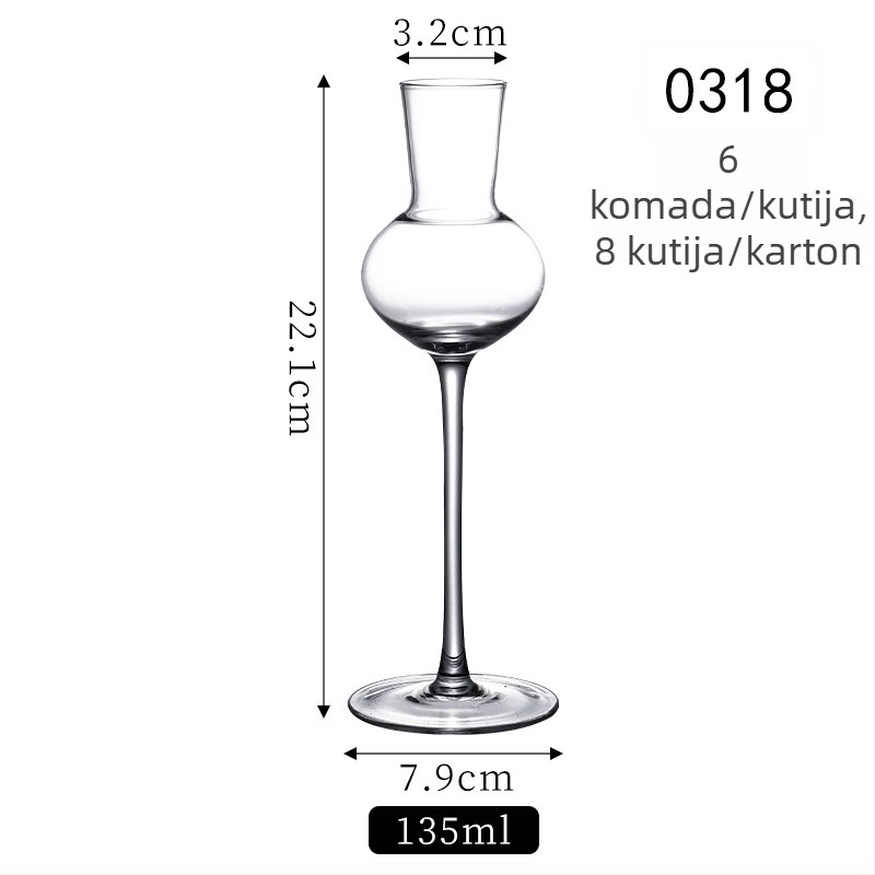 Kristalno staklo čaša za aromu sa visokim stalkom, jednodelna čaša za degustaciju vina, mogućnost otiska logotipa