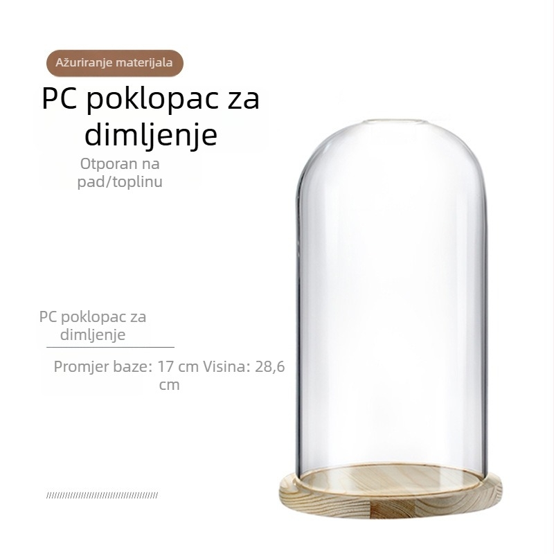 Drveni poklopac za koktele s dimljenjem za aromatiziranje, za viski i žestoka pića, s okruglim ledom