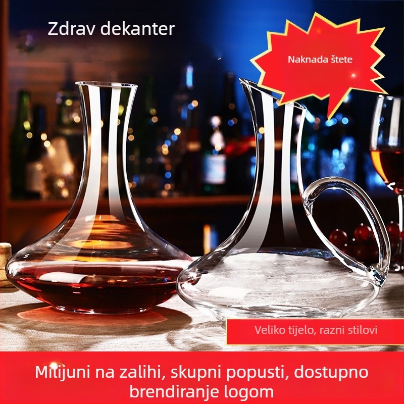 Dekanter za vino od kristalnog stakla s drškom i nagnutim izljevom, 1000 ml