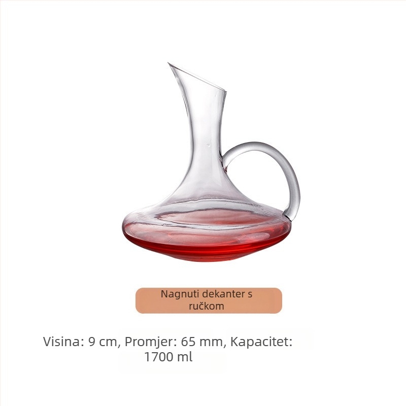 Dekanter za vino od kristalnog stakla s drškom i nagnutim izljevom, 1000 ml