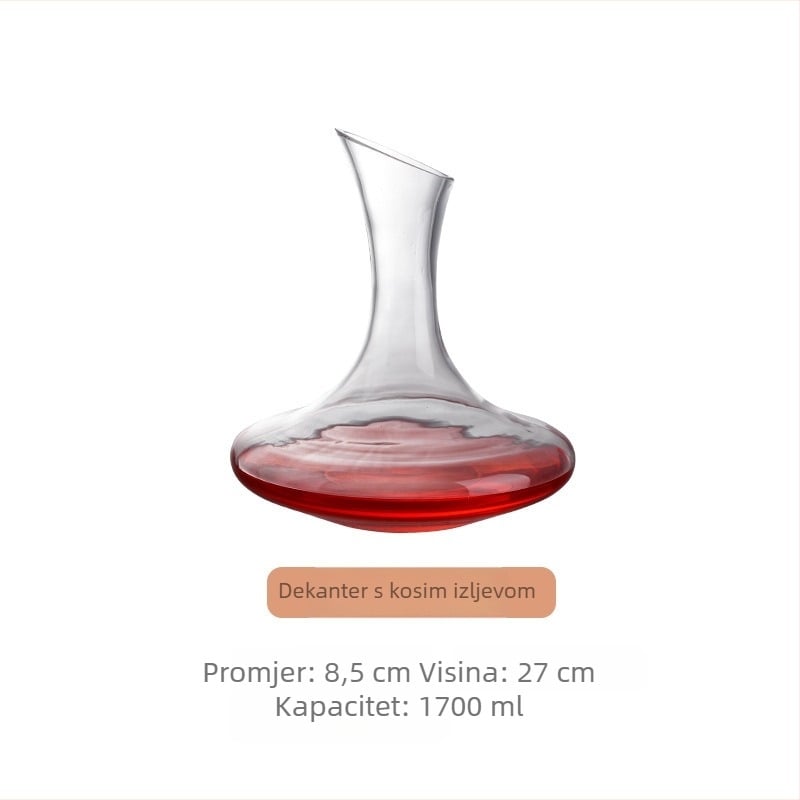 Dekanter za vino od kristalnog stakla s drškom i nagnutim izljevom, 1000 ml