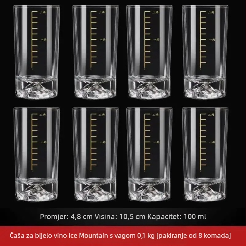 Čaša za destilirana pića s mjerenjem, kapacitet 101-200 ml, dno u obliku ledenog brijega, moderan minimalistički dizajn za ugostiteljstvo