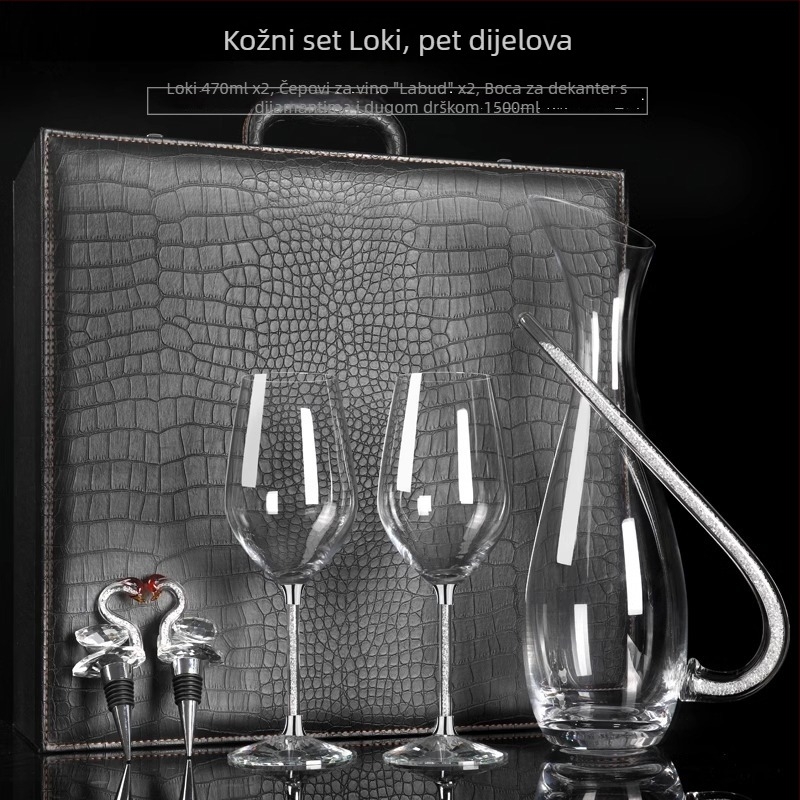 Dekanter od stakla s kristalnim ukrasima, kućni dispenser vina, čaša za vino, čaša za crveno vino, nordijski minimalistički stil