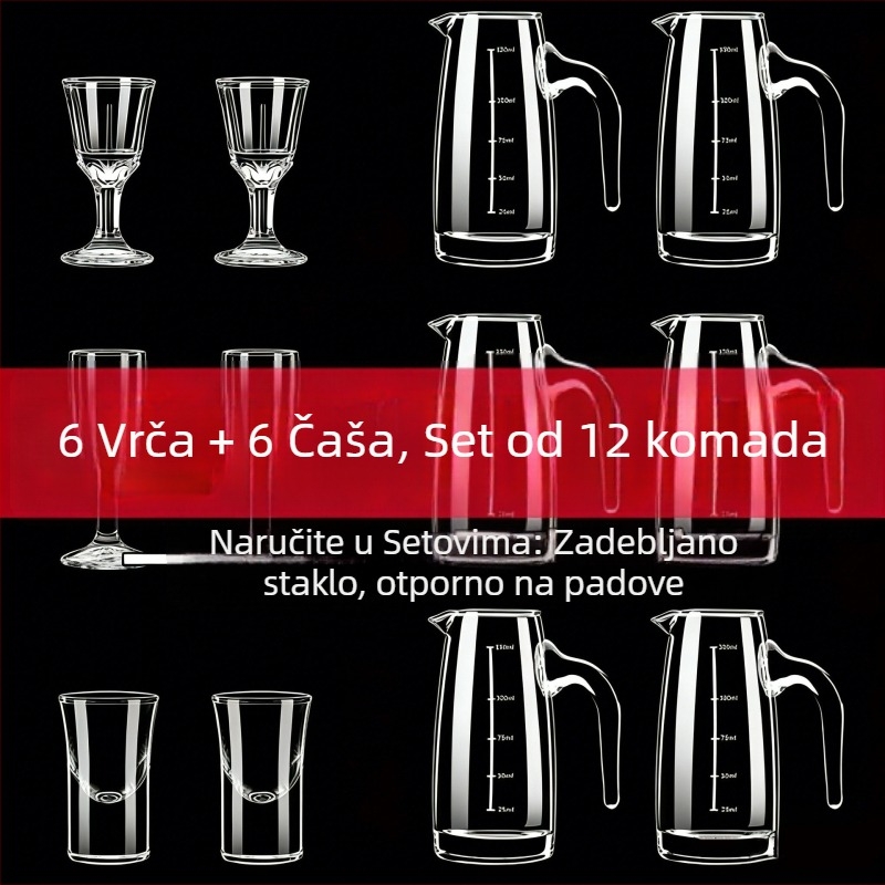 Set za vino i čaše za liker, 6 dekantera i 6 čaša s debelim nogama, otporne na lomljenje, za catering