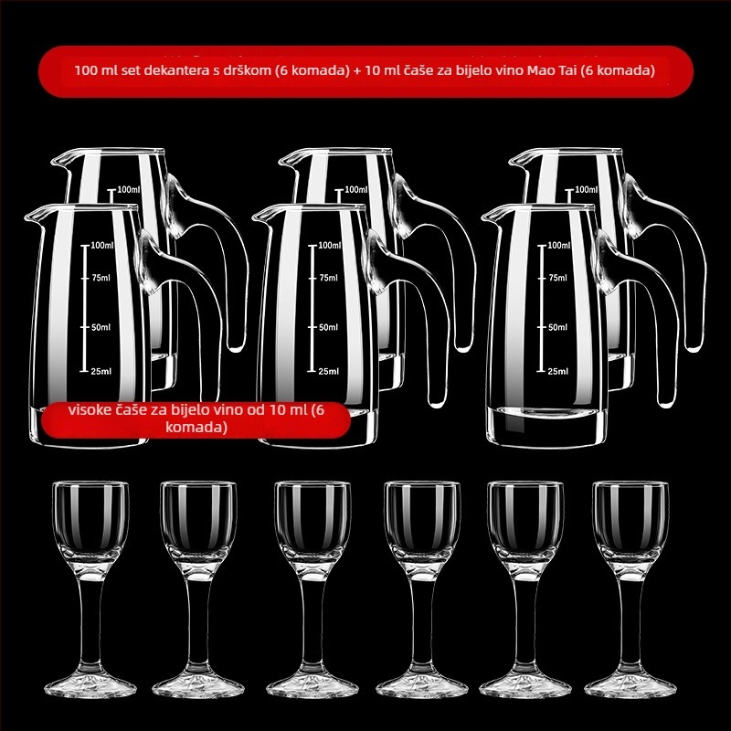 Set za vino i čaše za liker, 6 dekantera i 6 čaša s debelim nogama, otporne na lomljenje, za catering