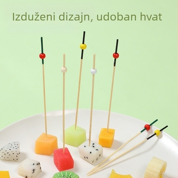 Jednokratni bambusovi štapići za voće, sushi, koktele i hamburgere – 100 komada