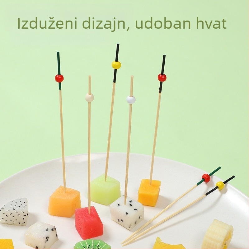 Jednokratni bambusovi štapići za voće, sushi, koktele i hamburgere – 100 komada