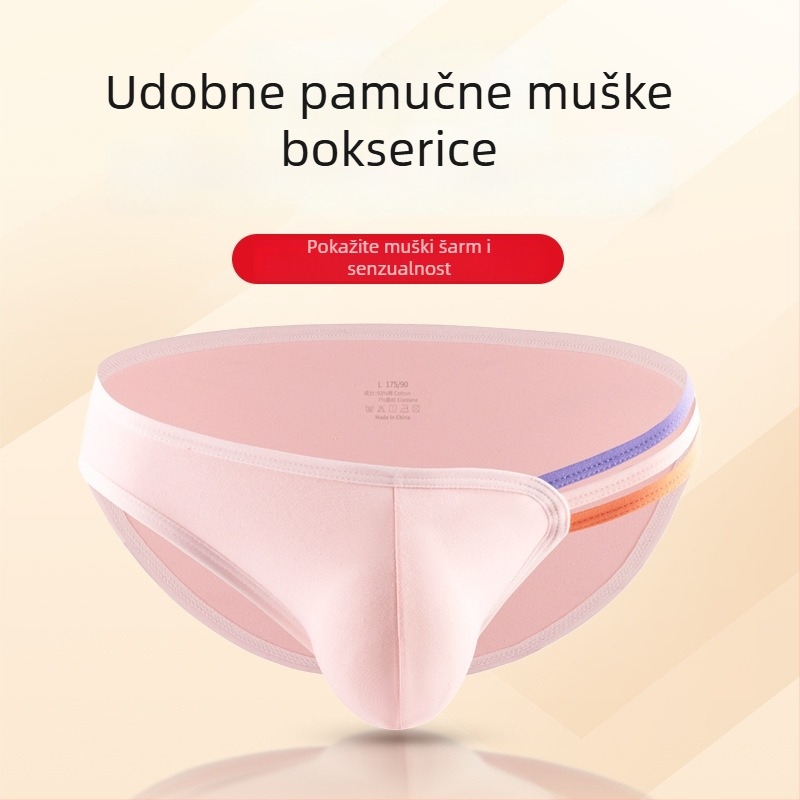 Muške pamučne gaćice, jednofarbene, prozračne, s U‑oblikom kroja, sportski stil