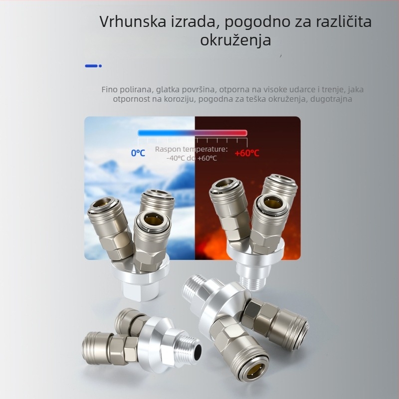 SMYSMV4 C-tip brzog spoja – kružni troputni i kružni dvoputni spojnik s unutarnjim i vanjskim navojem, pneumatski pribor za pumpu, samouzamačavajuća zračna linija
