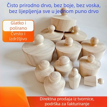 Drveni čep za vino staklenku i drveni poklopac s plutenim čepom