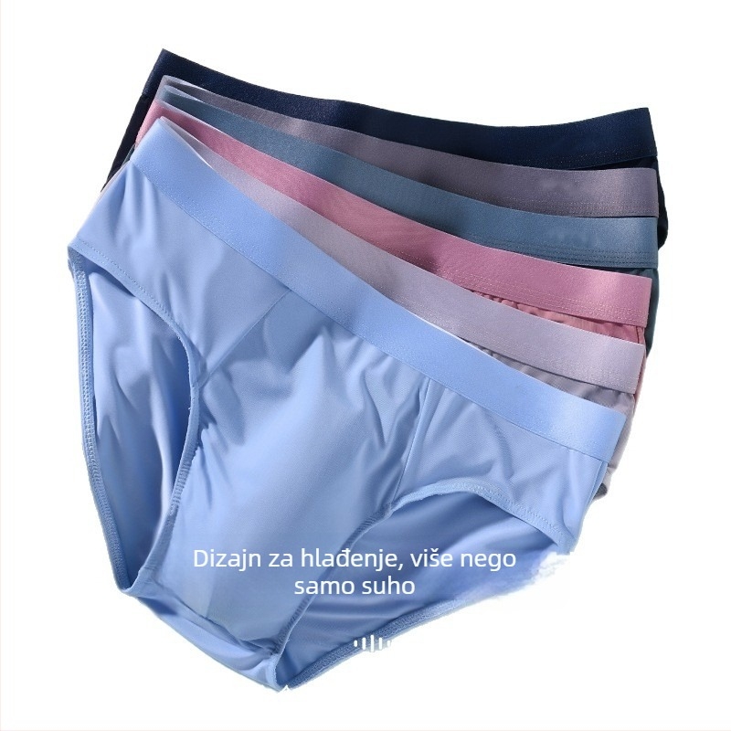 Muške ljetne tanke ice-silk gaćice sa srednjim pojasom, prozračne, antibakterijska prepona, brzo suše, seksi