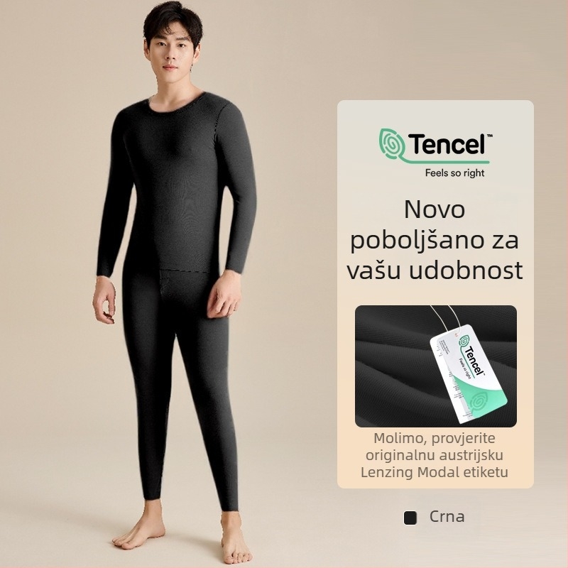 Muški termalni komplet od modala, s gornjim dijelom dugih rukava i hlačama, antibakterijski, debeli materijal, udoban i visoko elastičan
