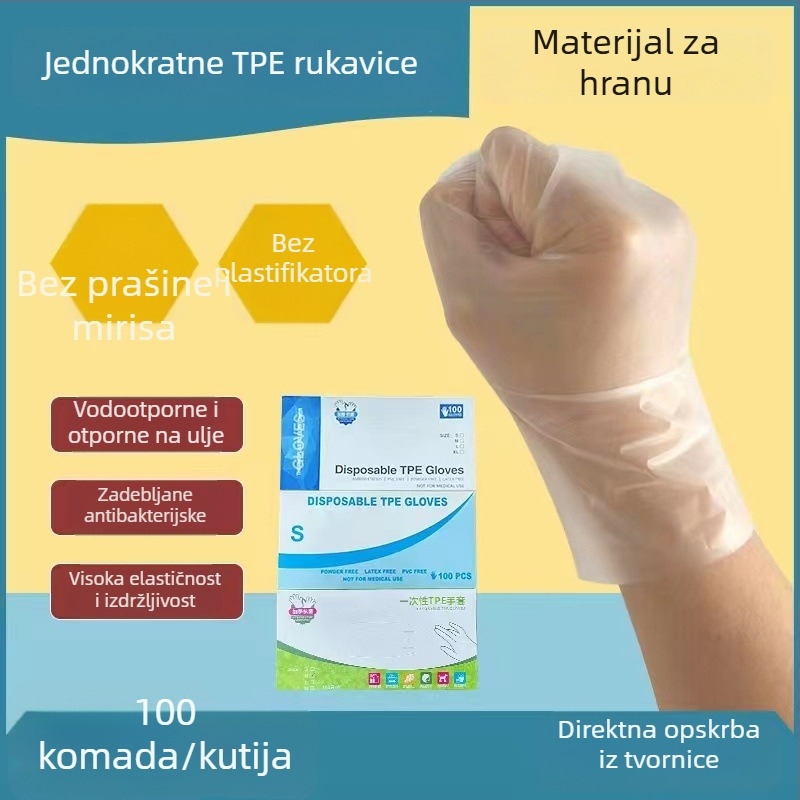 Jednokratne TPE rukavice, deblje, za kućno čišćenje i zaštitu, kutija od 100 komada