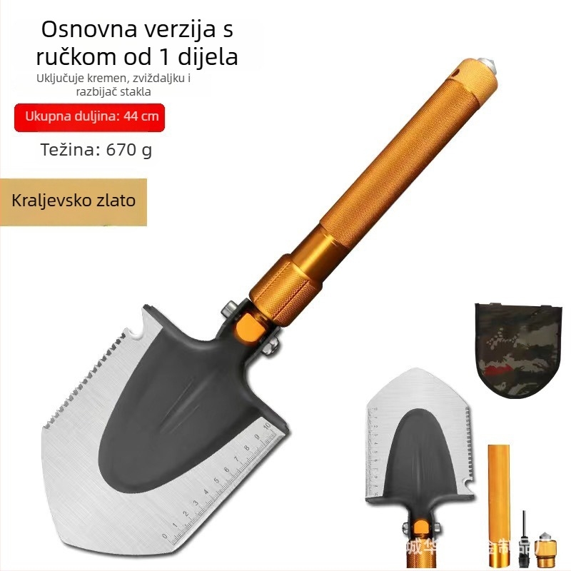 Sklopiva lopata od visokougljičnog čelika – kampiranje, uklanjanje snijega, višenamjenski alat za samoodbranu