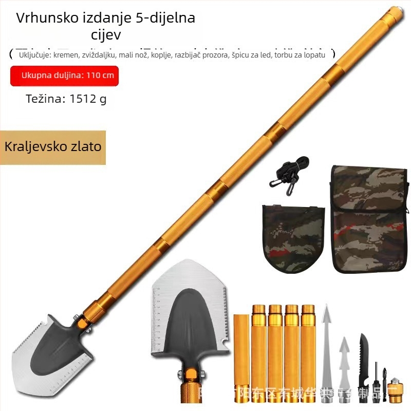 Sklopiva lopata od visokougljičnog čelika – kampiranje, uklanjanje snijega, višenamjenski alat za samoodbranu