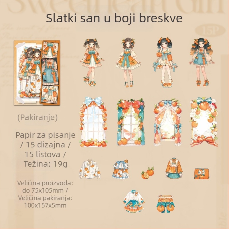 Naljepnica s likom djevojke voća na čvrstom kartonu — slatki lik voća za DIY planer i kolažne scene