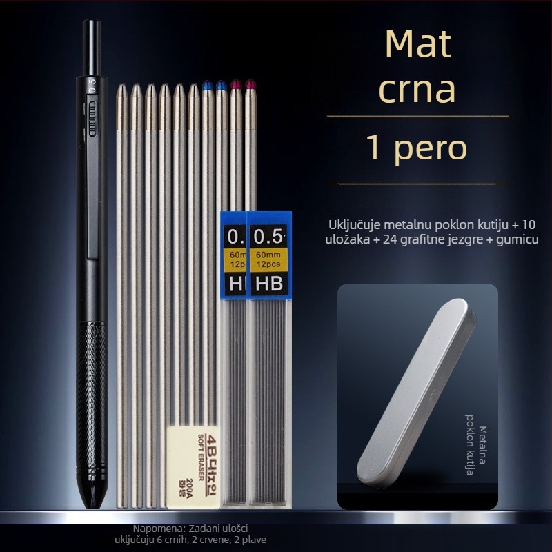 Metalno pero 4-u-1 sa senzorom gravitacije, višebojno gel pero