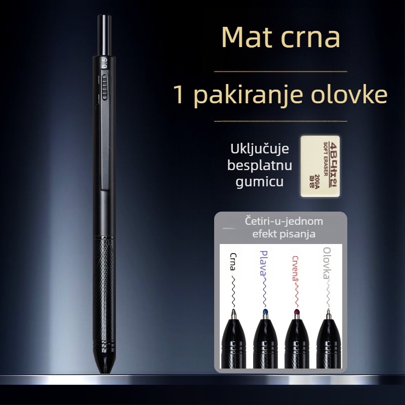 Metalno pero 4-u-1 sa senzorom gravitacije, višebojno gel pero
