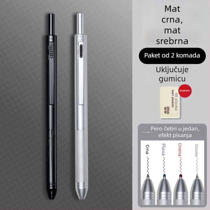 Metalno pero 4-u-1 sa senzorom gravitacije, višebojno gel pero