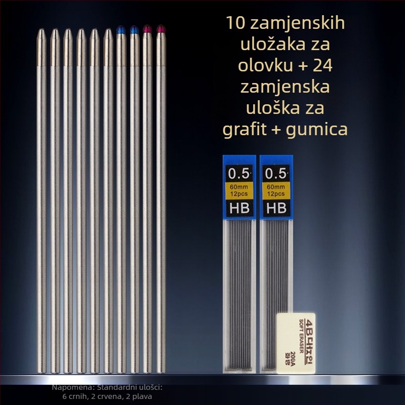 Metalno pero 4-u-1 sa senzorom gravitacije, višebojno gel pero