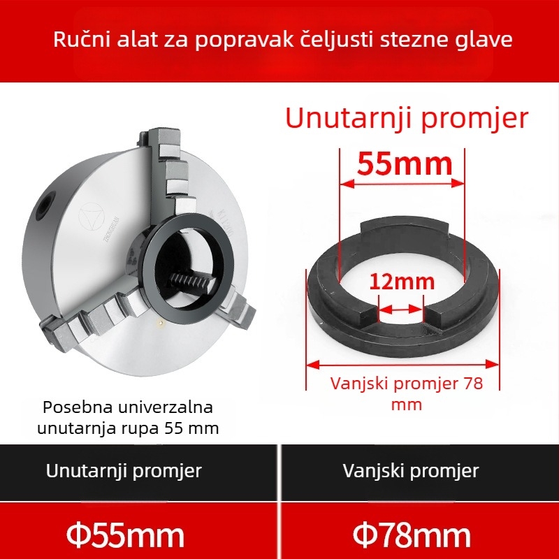 Ručni formator čeljusti vretena stroja sa samocentrirajućom tročeljustnom