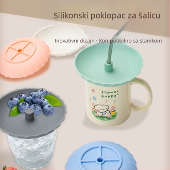 Silikonski poklopac za čaše sa slamkom, otporan na prašinu, minimalistički dizajn, višenamjenski, pogodan za različite veličine čaša