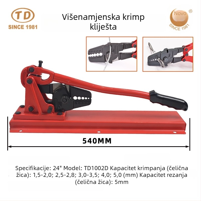 Klešta za obimanje s 8 oblika i dvostrukim otvorima bakrena sklopka s bakrenom i aluminijskom ugradnjom, višefunkcionalne kliješta za žicu