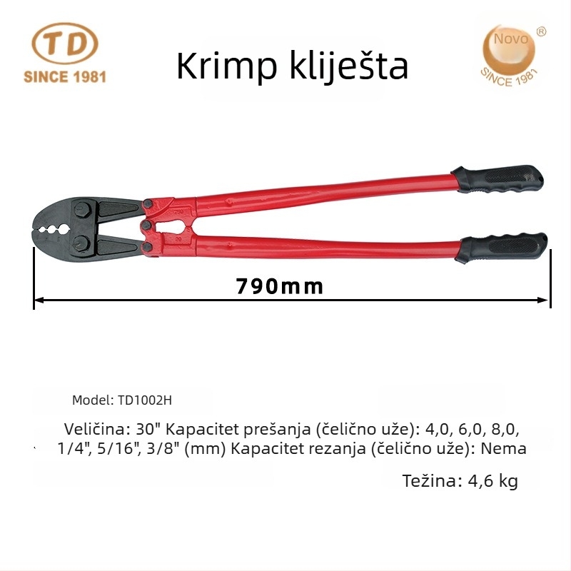 Klešta za obimanje s 8 oblika i dvostrukim otvorima bakrena sklopka s bakrenom i aluminijskom ugradnjom, višefunkcionalne kliješta za žicu
