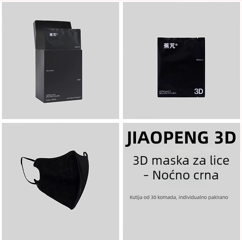 Jiao Peng Premium Izdanje 3D Dišna Topla Maska za Lice – Modna Zaštitna Jednokratna Maska
