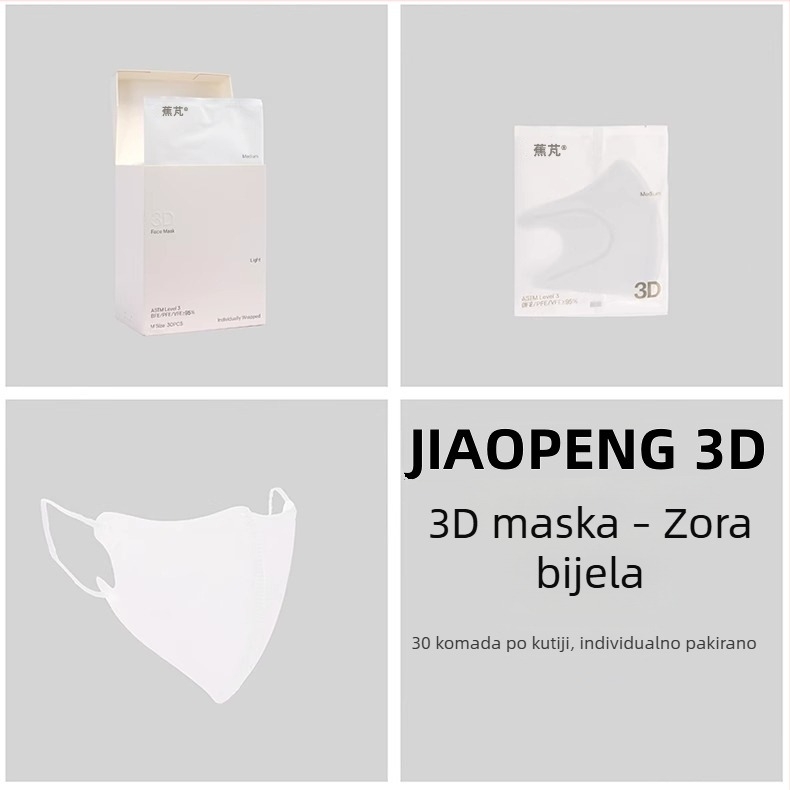 Jiao Peng Premium Izdanje 3D Dišna Topla Maska za Lice – Modna Zaštitna Jednokratna Maska