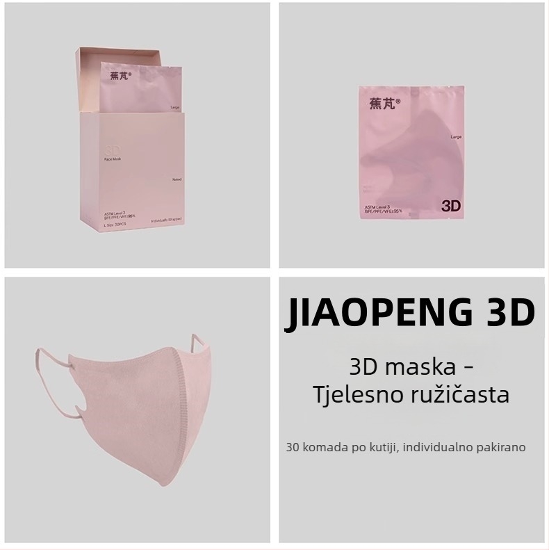 Jiao Peng Premium Izdanje 3D Dišna Topla Maska za Lice – Modna Zaštitna Jednokratna Maska
