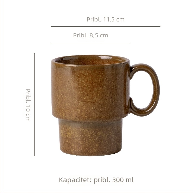 Kreativna stohirajuća keramička šalica – retro stil, za kućnu i uredsku upotrebu, praktična za vodu i mlijeko