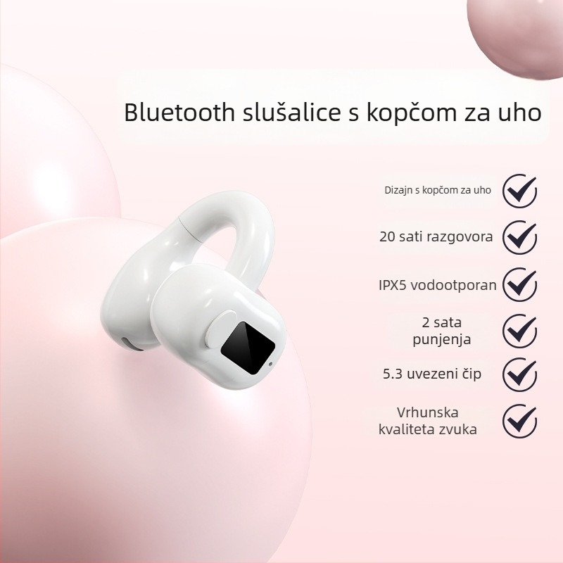 M10 Bluetooth slušalica s klipom za uho – jedno uho, nije u uho, Bluetooth 5.0, za sport i posao