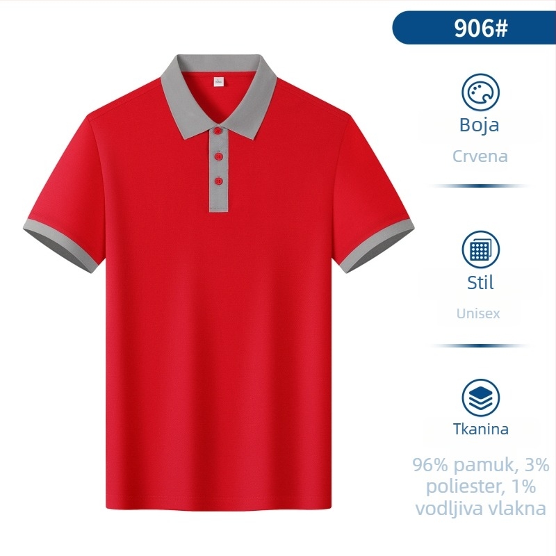 Antistatičko radno odijelo od čiste pamuka, po narudžbi za korporativnu promociju: polo košulje s ovratnikom, brzo sušeći polo, ice silk T‑majice, kratkih rukava.