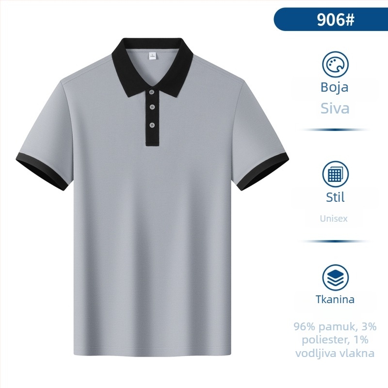 Antistatičko radno odijelo od čiste pamuka, po narudžbi za korporativnu promociju: polo košulje s ovratnikom, brzo sušeći polo, ice silk T‑majice, kratkih rukava.