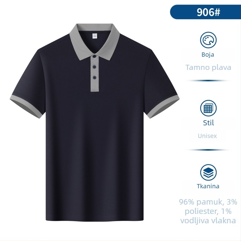 Antistatičko radno odijelo od čiste pamuka, po narudžbi za korporativnu promociju: polo košulje s ovratnikom, brzo sušeći polo, ice silk T‑majice, kratkih rukava.