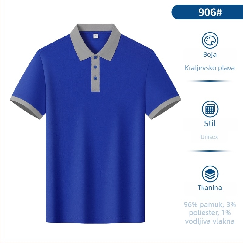 Antistatičko radno odijelo od čiste pamuka, po narudžbi za korporativnu promociju: polo košulje s ovratnikom, brzo sušeći polo, ice silk T‑majice, kratkih rukava.