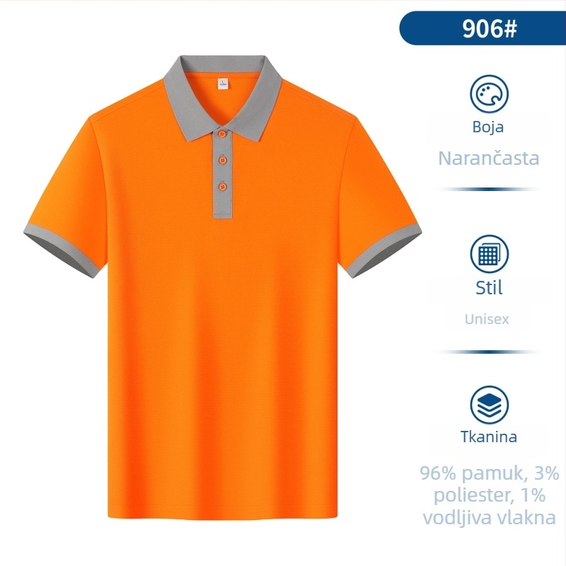 Antistatičko radno odijelo od čiste pamuka, po narudžbi za korporativnu promociju: polo košulje s ovratnikom, brzo sušeći polo, ice silk T‑majice, kratkih rukava.