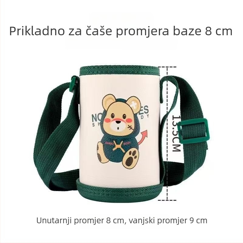 Dječja izolirana navlaka za bocu s remenom u karikaturalnom dizajnu
